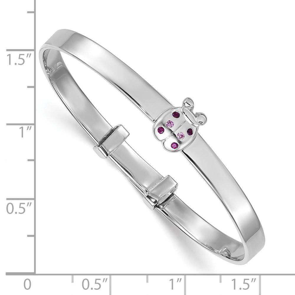 Sterling Silver Rh-plated CZ Lady Bug Children's Expandable Bangle