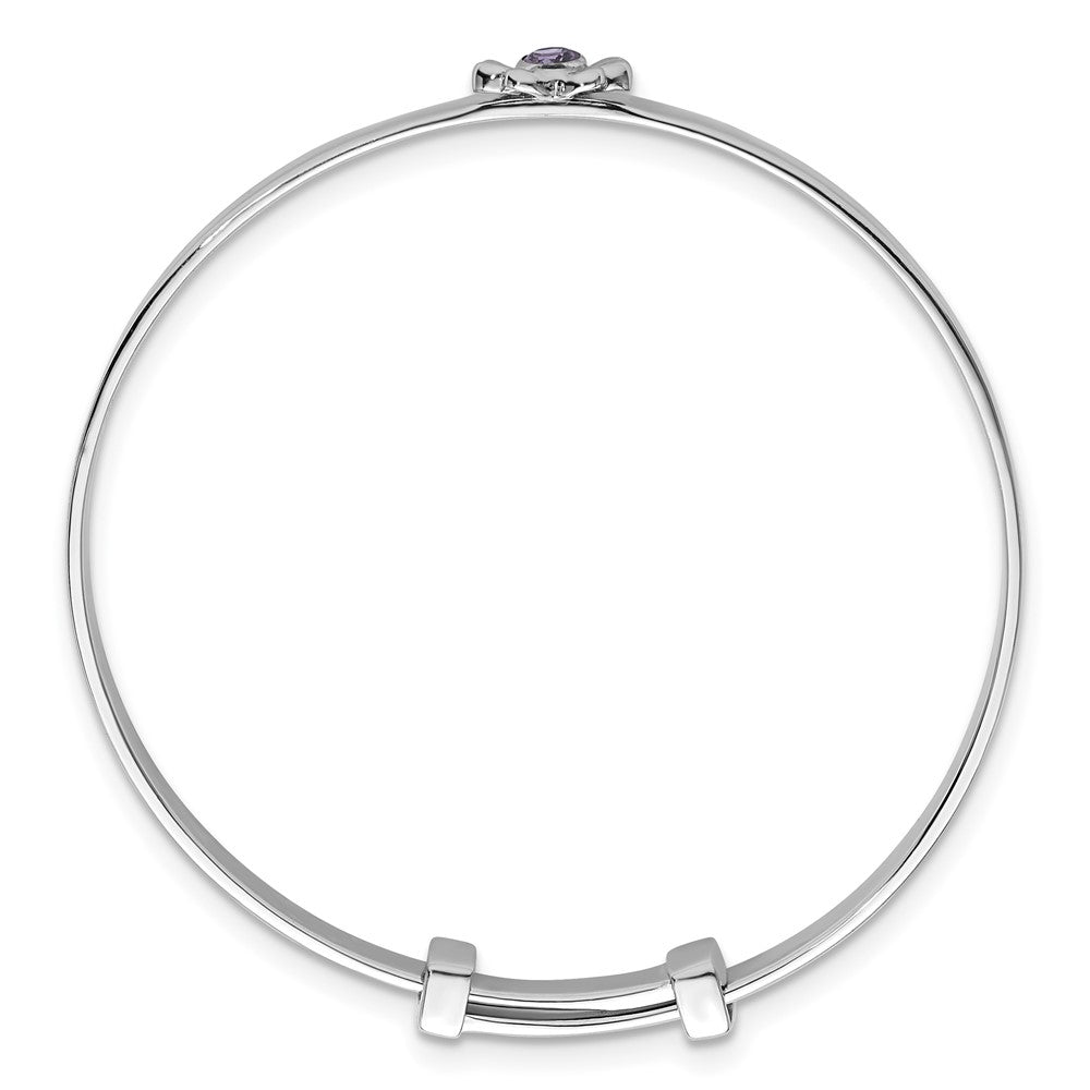 Sterling Silver Rh-plated CZ Butterfly Expandable Bangle