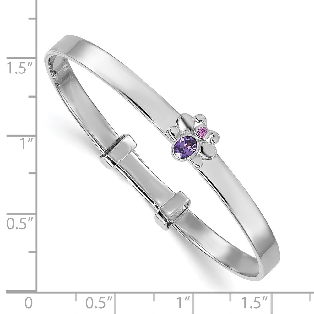 Sterling Silver Rh-plated CZ Butterfly Expandable Bangle