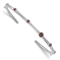 Sterling Silver Polished Rhodium-plated CZ Smokey Quartz Cuff Bangle