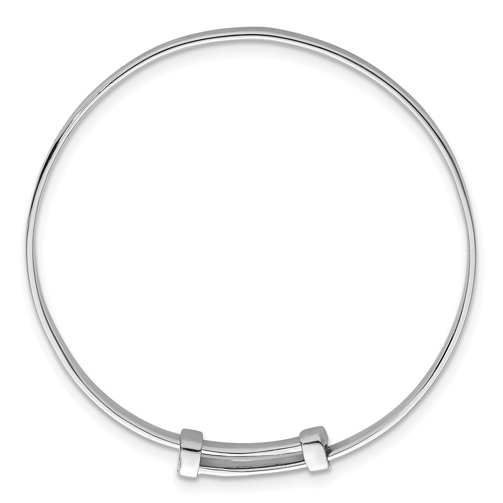 Sterling Silver Rh-plated Heart Pattern Children's Expandable Bangle
