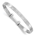 Sterling Silver Rh-plated Floral Pattern Children's Expandable Bangle