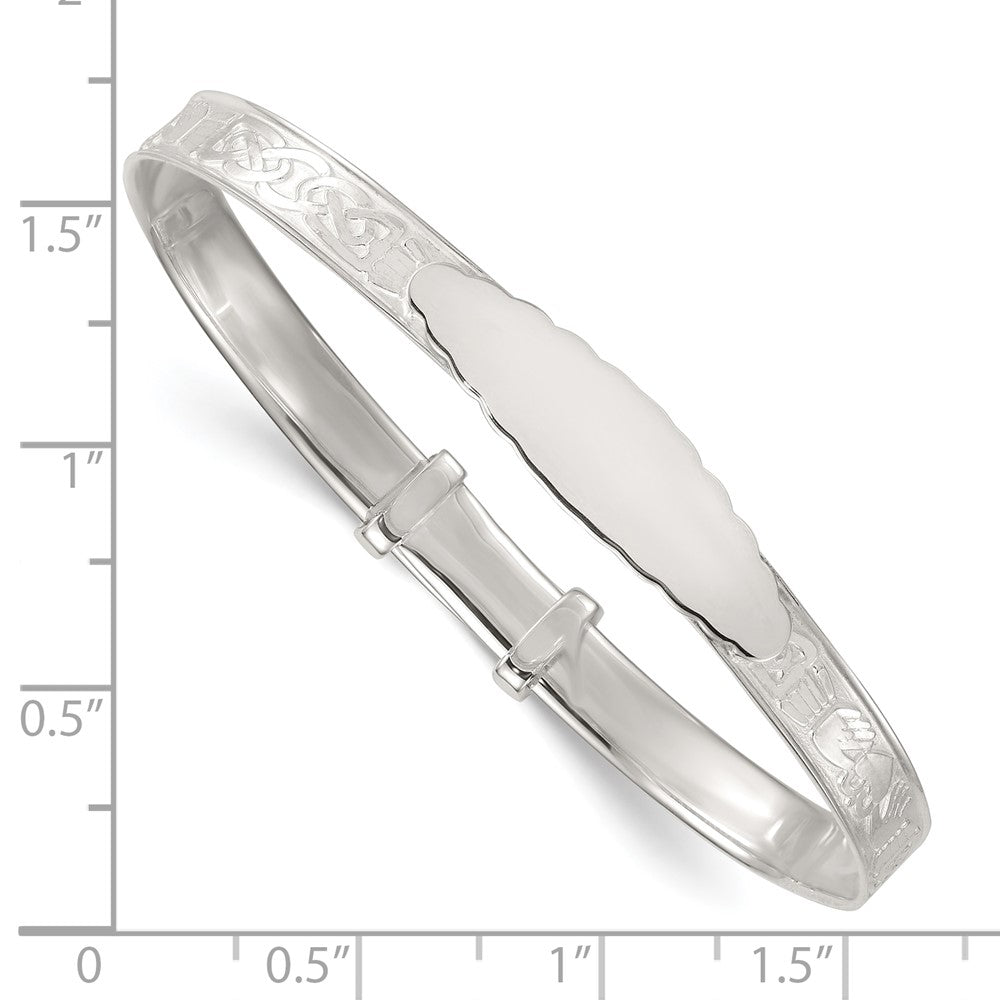SS Polished Claddagh Slip On Children's ID Expandable Bangle