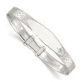 Sterling Silver Polish CZ Claddagh Slip On Children's ID Expandable Bangle