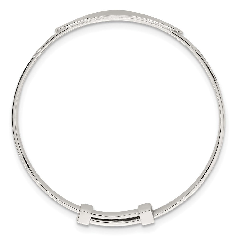 Sterling Silver Polished Floral Slip On Children's ID Expandable Bangle