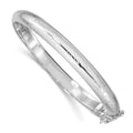 Sterling Silver RH-plated 7mm Diamond-cut Fancy Hinged Bangle Bracelet