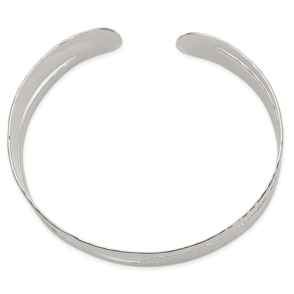 Sterling Silver Solid Polished Hammered Fancy 23mm Cuff Bangle Bracelet