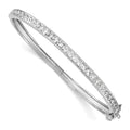 Sterling Silver Rhodium-plated CZ 4.75mm Hinged Bangle Bracelet