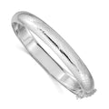 Sterling Silver Rhodium-plated 9.5mm D/C Fancy Hinged Bangle Bracelet