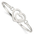Sterling Silver Heart within a Heart w/Hook Closure Bangle Bracelet