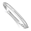 Sterling Silver Rhodium-plated 5mm w/Chain Hinged Bangle