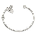 Sterling Silver 3mm Heart Bangle Bracelet