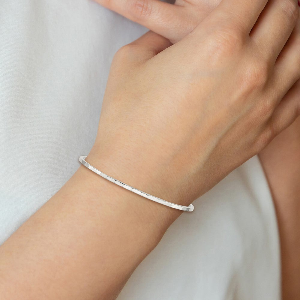 Sterling Silver Hammered 2mm Slip-on Bangle