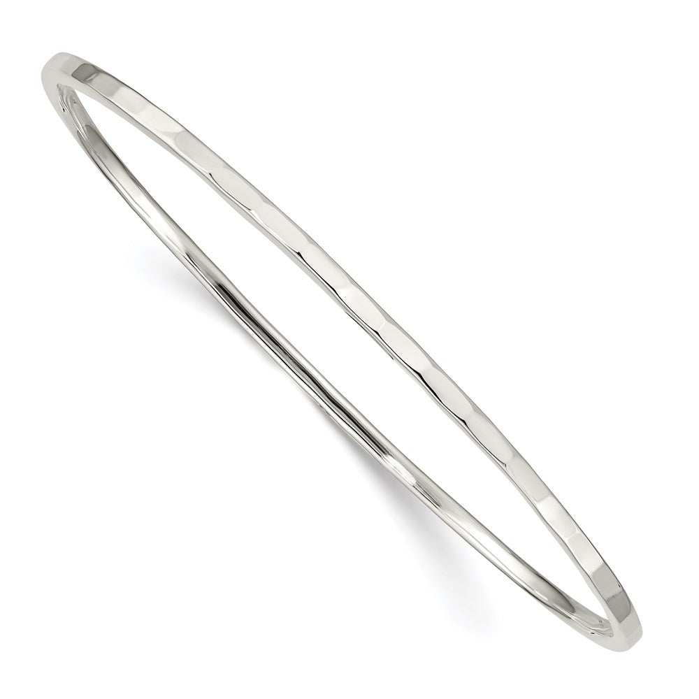 Sterling Silver Hammered 2mm Slip-on Bangle
