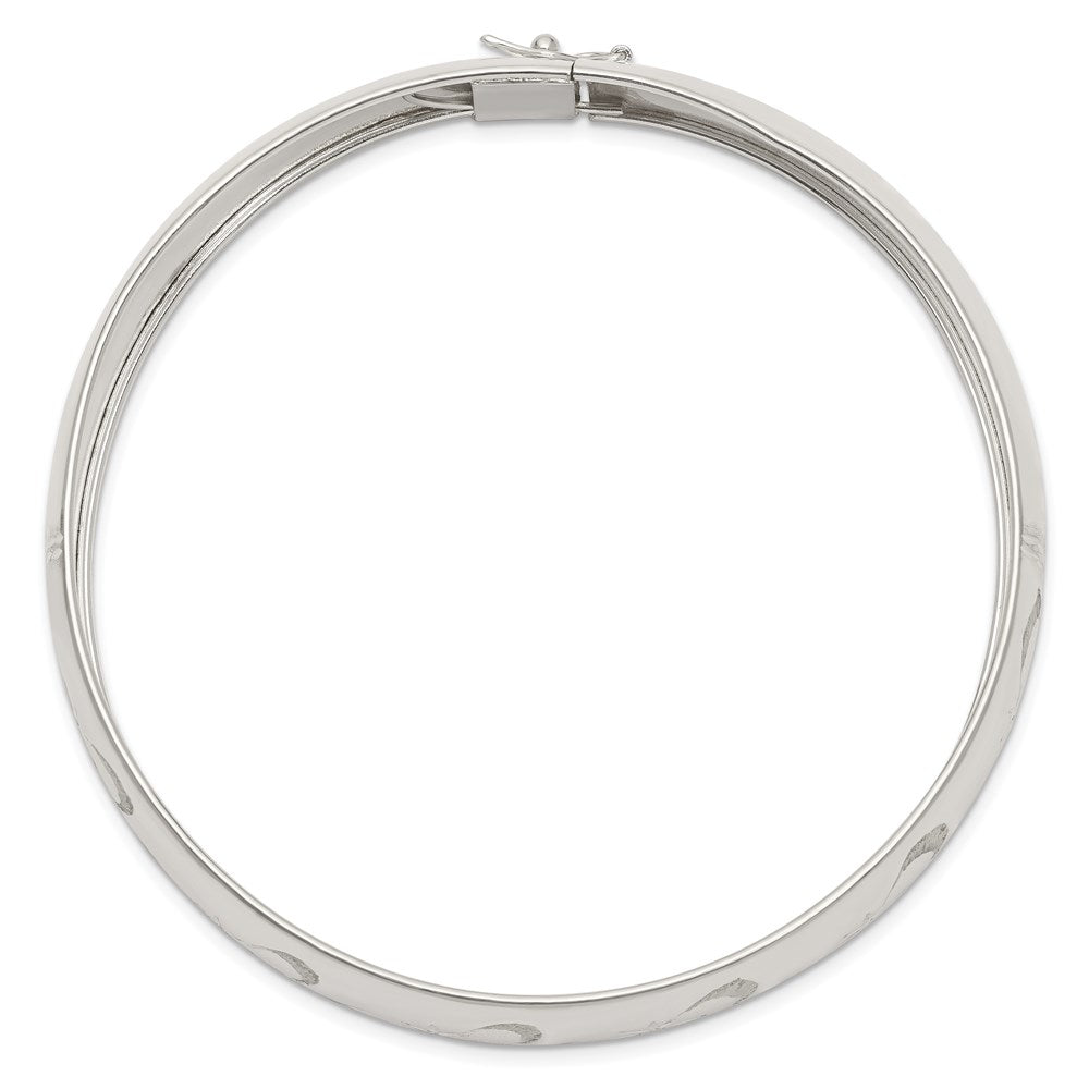 Sterling Silver Polished D/C and Textured Flexible Bangle