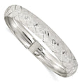 Sterling Silver Polished D/C Textured 10mm Flexible Bangle