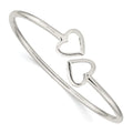 Sterling Silver Polished Flexible Heart Bangle Bracelet