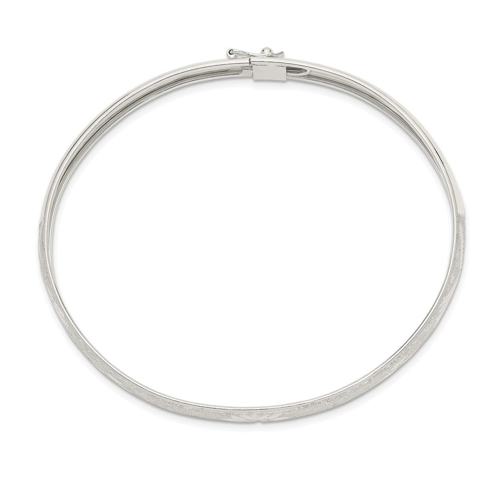 Sterling Silver Laser and Diamond-cut 6.5mm Flexible Bangle