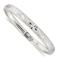 Sterling Silver Laser and Diamond-cut 6.5mm Flexible Bangle