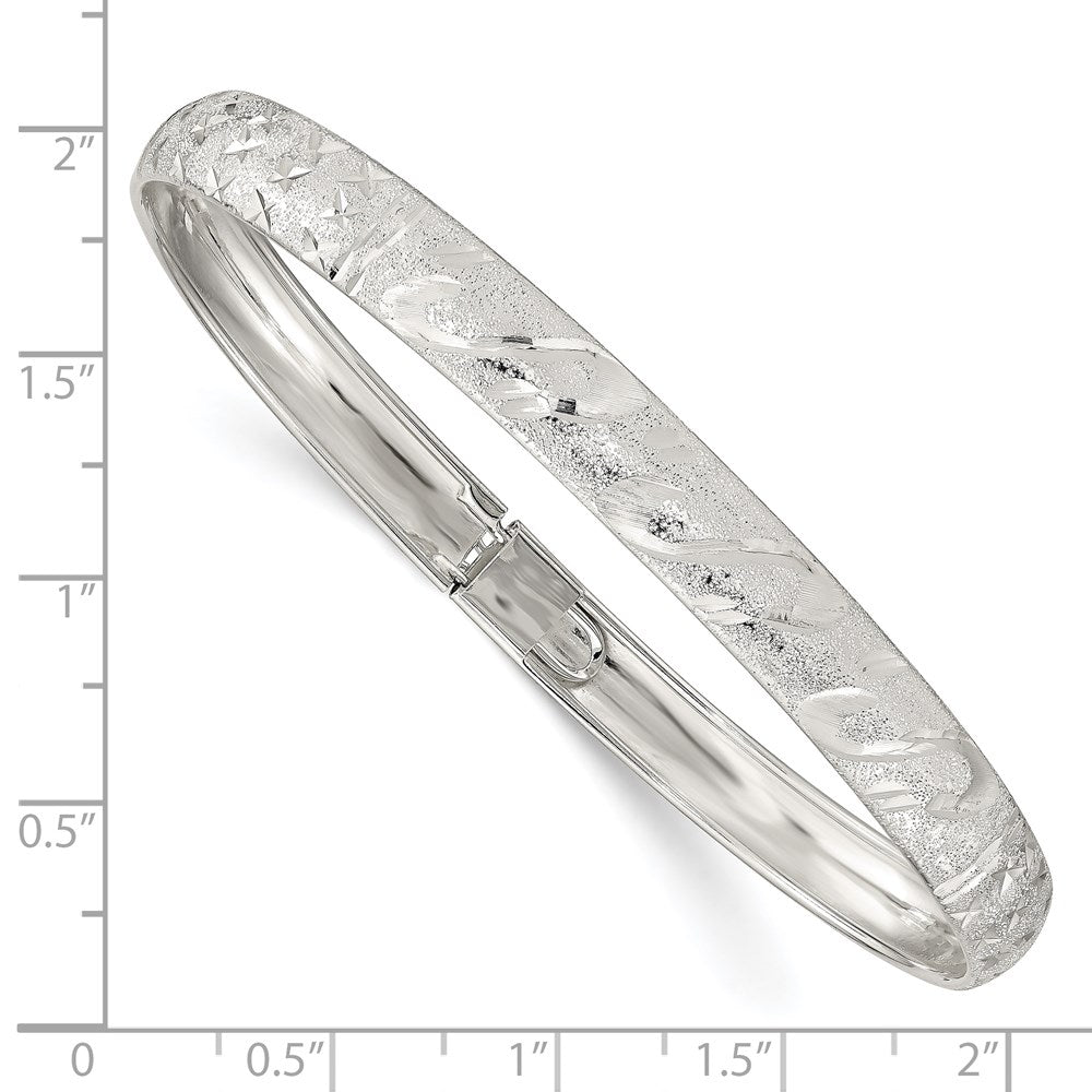 Sterling Silver Diamond-cut 6.5mm Flexible Bangle