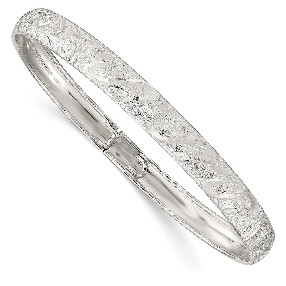 Sterling Silver Diamond-cut 6.5mm Flexible Bangle