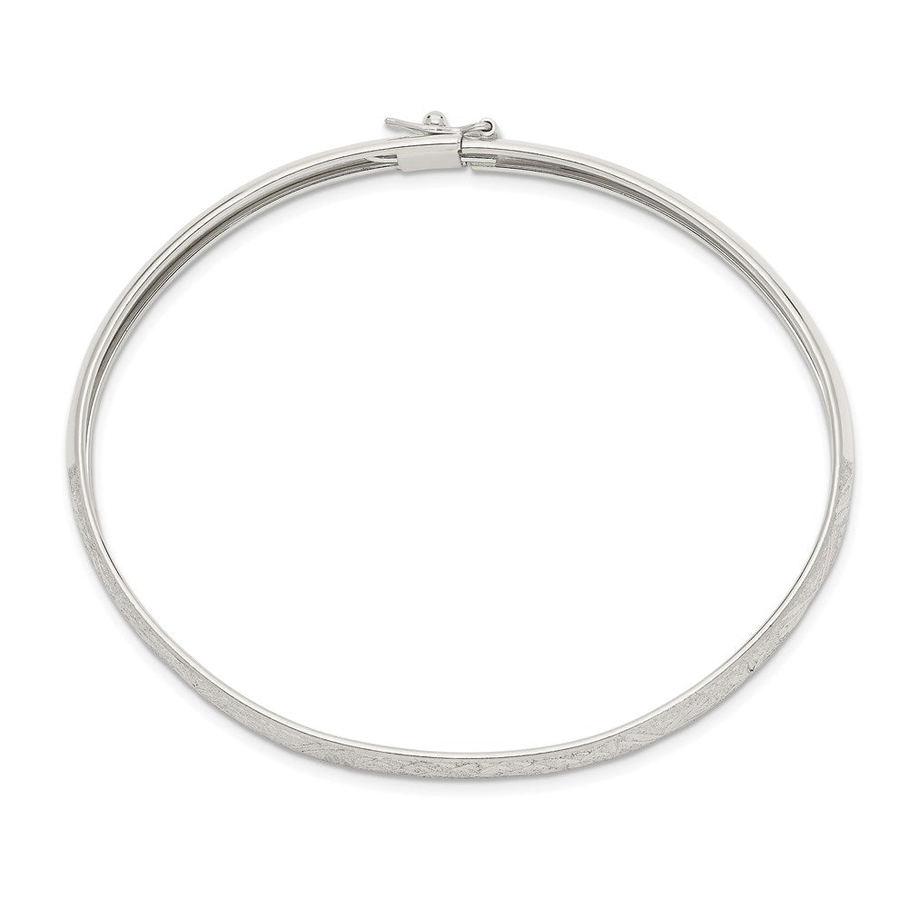 Sterling Silver Laser and Diamond-cut 6.5mm Flexible Bangle