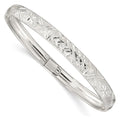 Sterling Silver Laser and Diamond-cut 6.5mm Flexible Bangle