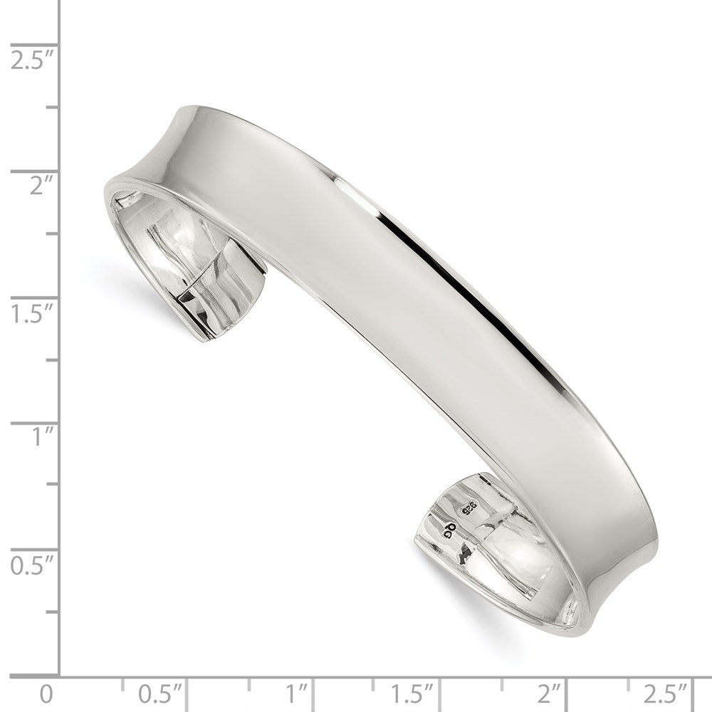 Sterling Silver Concave 10mm Cuff Bangle