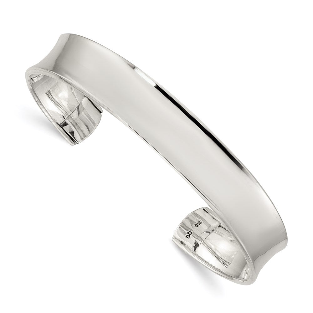 Sterling Silver Concave 10mm Cuff Bangle