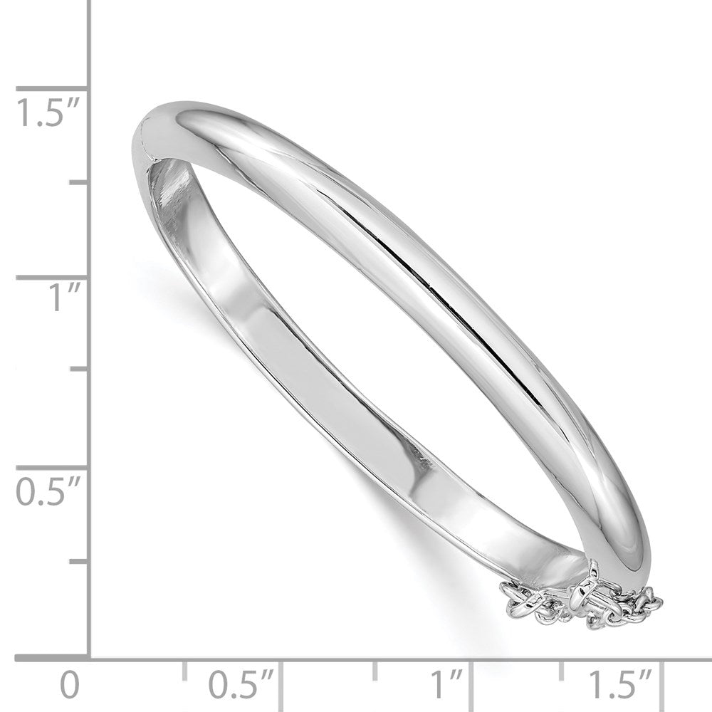 S Silver RH-pltd 4mm Polished 40mm Inside Diameter w/ Safety Hinged Bangle