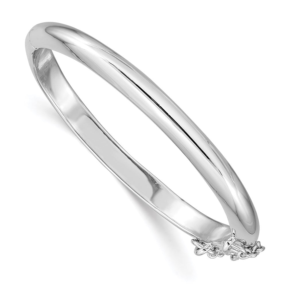 S Silver RH-pltd 4mm Polished 40mm Inside Diameter w/ Safety Hinged Bangle