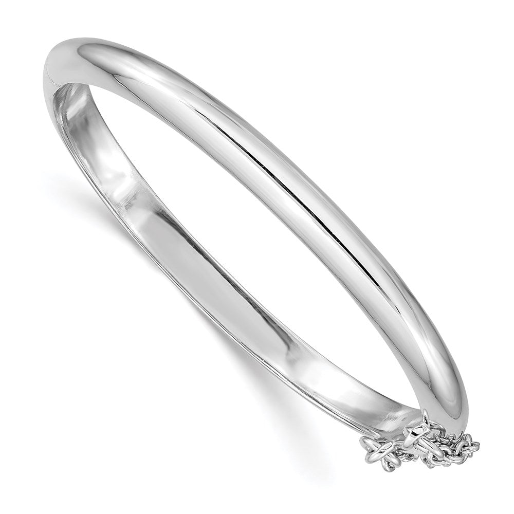 S Silver RH-pltd 4mm Polished 42mm Inside Diameter w/ Safety Hinged Bangle