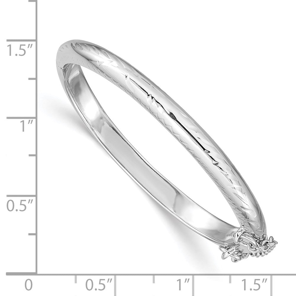 SS RH-plated Polished & D/C 4mm w/ Safety Hinged Children's Bangle