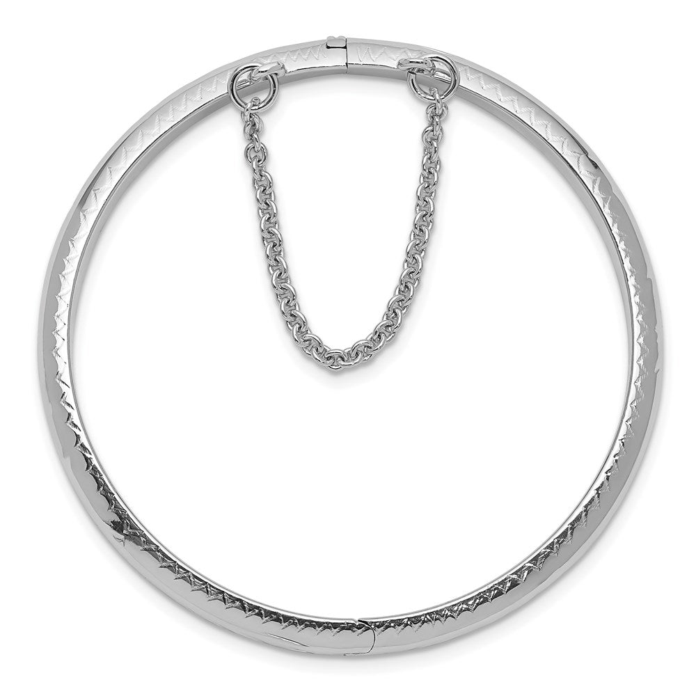 SS RH-plated Polished & D/C 4mm w/ Safety Hinged Children's Bangle
