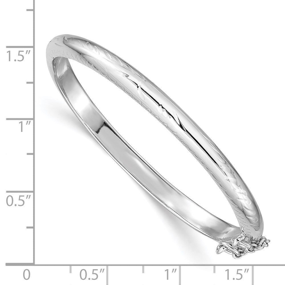 SS RH-plated Polished & D/C 4mm w/ Safety Hinged Children's Bangle