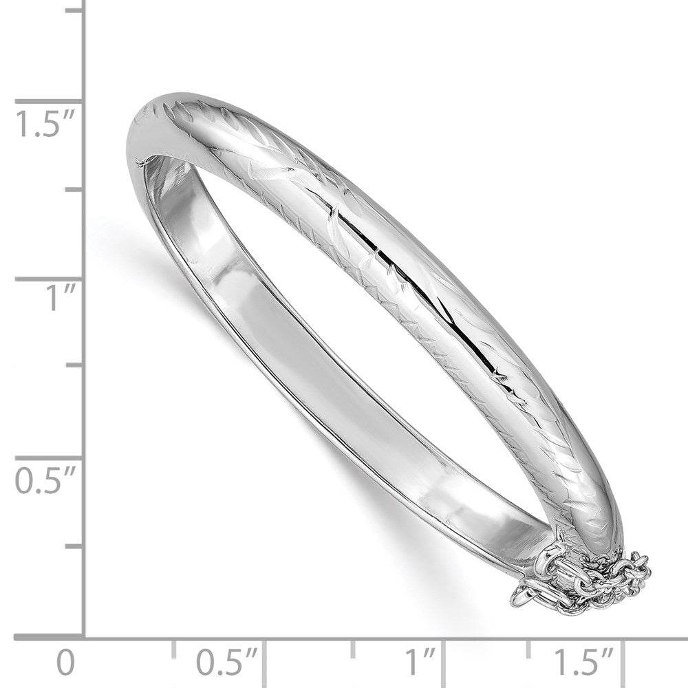 SS RH-plated Polished & D/C 5mm w/ Safety Hinged Children's Bangle
