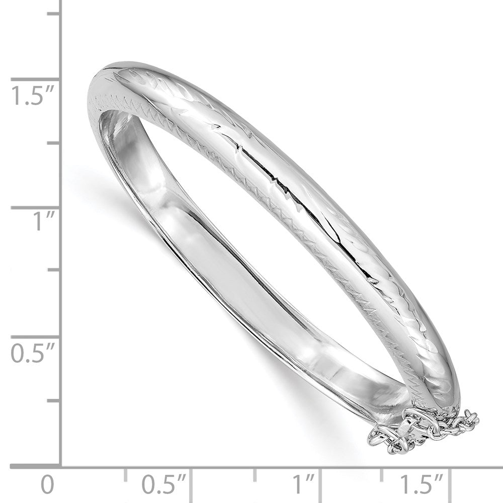 SS RH-plated Polished & D/C 5mm w/ Safety Hinged Children's Bangle