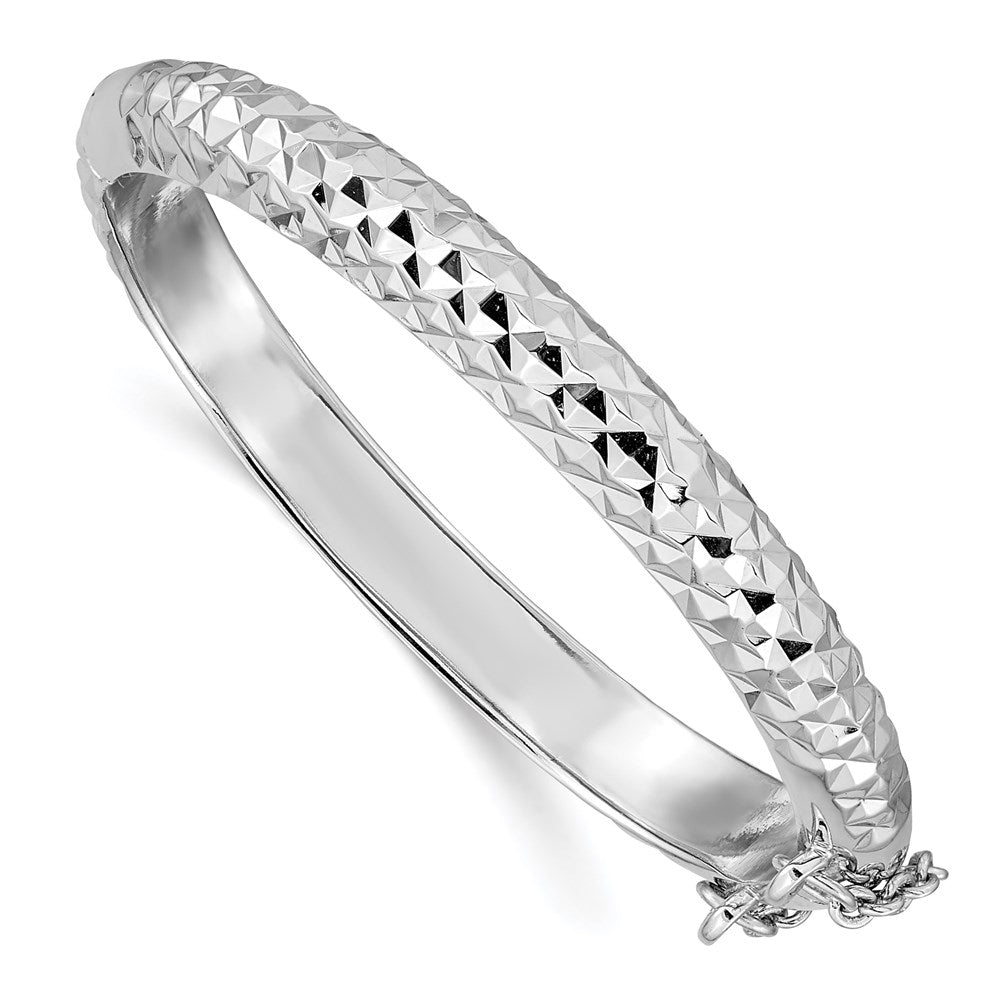 SS RH-plated Polished & D/C 5.5mm w/ Safety Hinged Children's Bangle