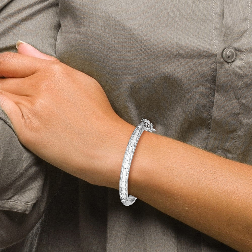 SS RH-plated Polished & D/C 5.5mm w/ Safety Hinged Children's Bangle