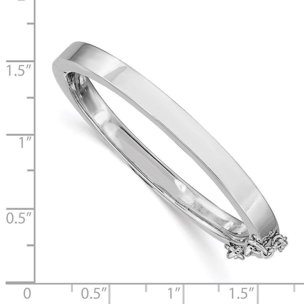 S Silver RH-pltd 4mm Polished 40mm Inside Diamete w/ Safety Hinged Bangle
