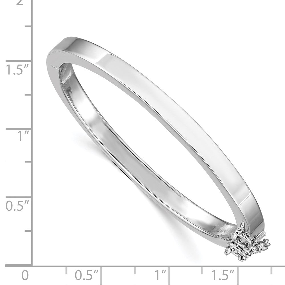 S Silver RH-pltd 4mm Polished 45mm Inside Diameter w/Safety Hinged Bangle
