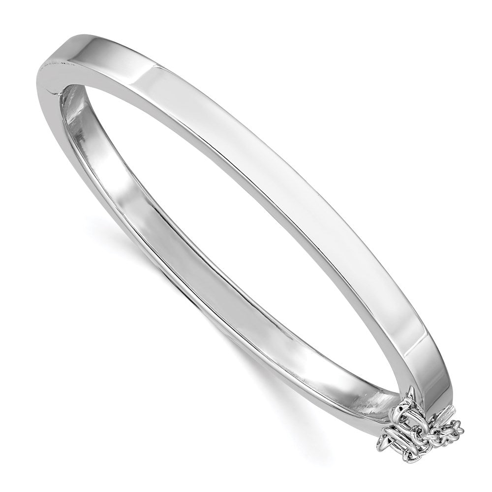 S Silver RH-pltd 4mm Polished 45mm Inside Diameter w/Safety Hinged Bangle