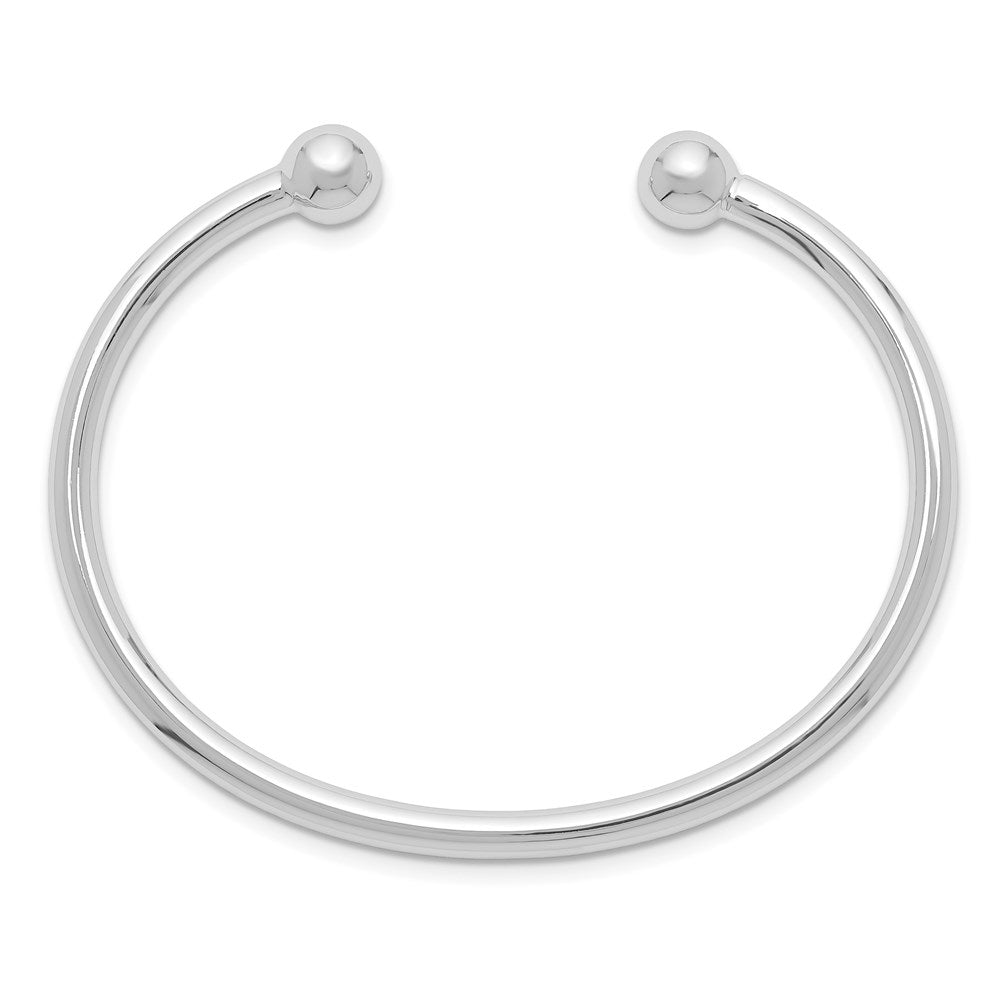 Sterling Silver RH-pltd 3mm Polished 50mm Inside Diameter Cuff Bangle