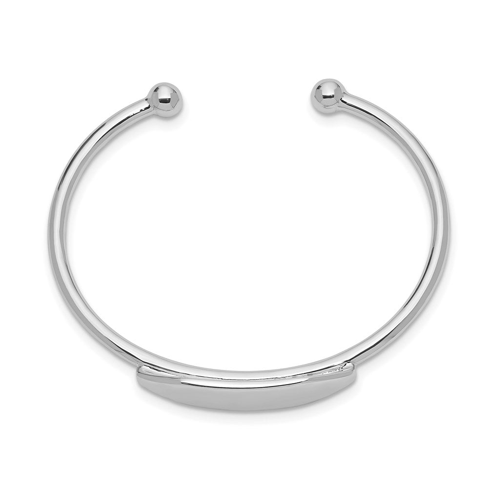 Sterling Silver RH-pltd 2mm Polished ID 40mm Inside Diameter Cuff Bangle