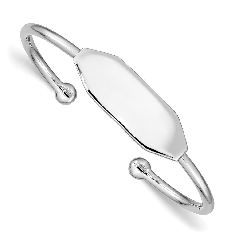 Sterling Silver RH-pltd 2mm Polished ID 40mm Inside Diameter Cuff Bangle