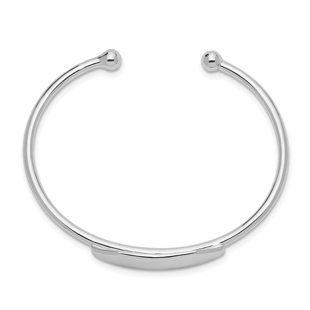 Sterling Silver RH-pltd 2mm Polished ID 45 Inside Diameter Cuff Bangle