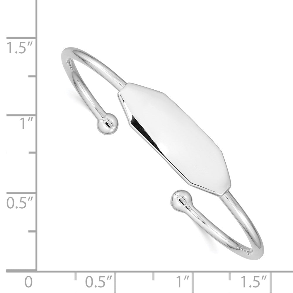 Sterling Silver RH-pltd 2mm Polished ID 45 Inside Diameter Cuff Bangle
