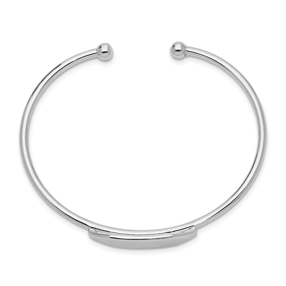 Sterling Silver RH-pltd 2mm Polished ID 48mm Inside Diameter Cuff Bangle