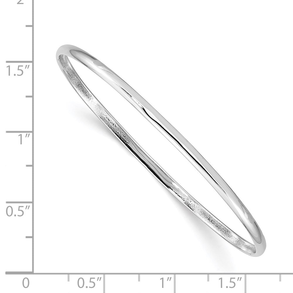 Sterling Silver RH-plated Polished 2mm Slip-on Youth Bangle Bracelet