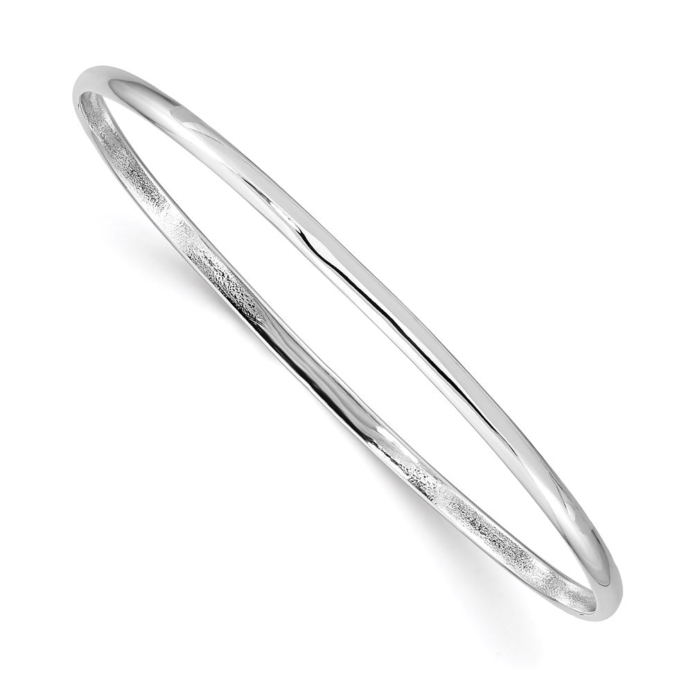 Sterling Silver RH-plated Polished 2mm Slip-on Youth Bangle Bracelet